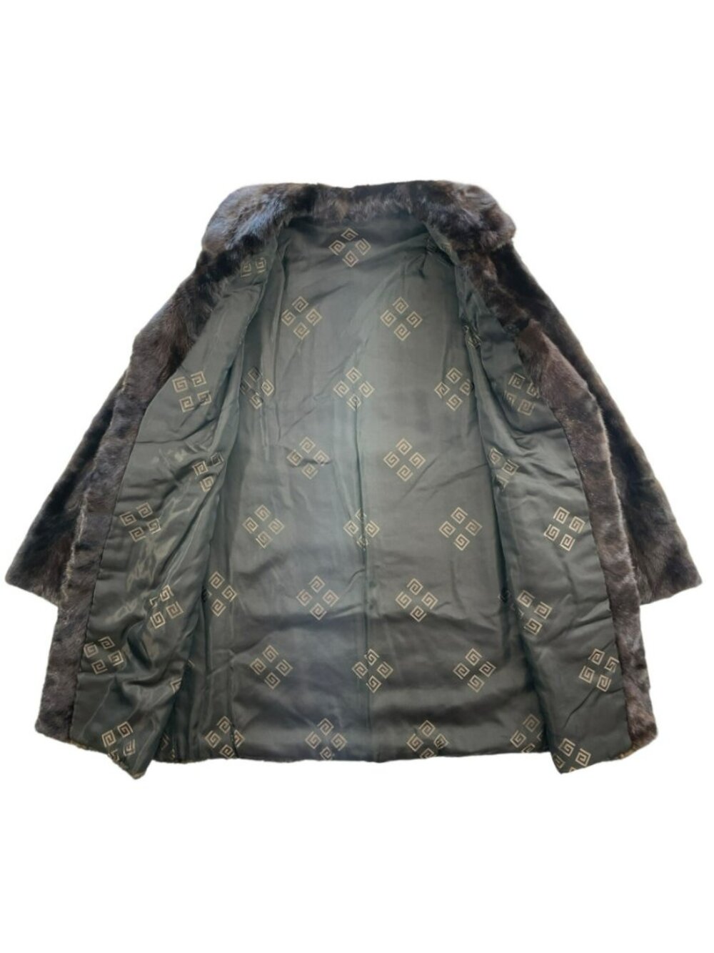 Vintage Mink Fur Brown Jacket Genuine Fur Coat Greek Key Lining Elegant Wmn's S - Picture 5 of 13